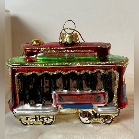 Kurt Adler San Francisco California Cable Car Glass Christmas Ornament 6 inches - Picture 2 of 11